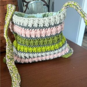 Striped Crochet Shoulder Bag